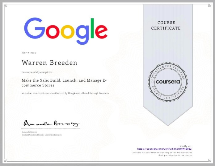 Google Make the Sale: Build, Launch, and Manage E-commerce Stores badge