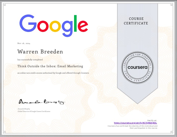 Google Think Outside the Inbox: Email Marketing badge