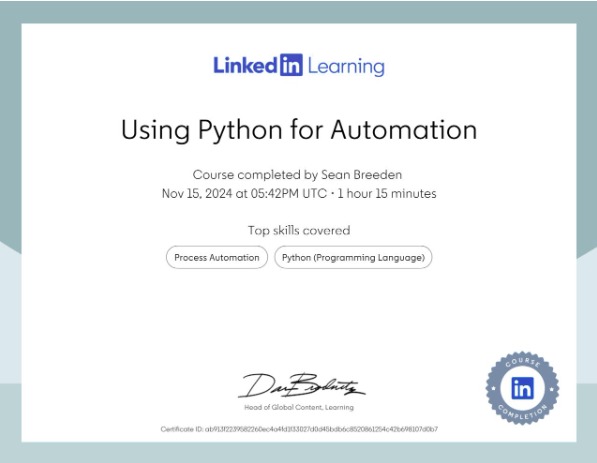 Using Python for Automation badge