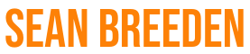 The name SEAN BREEDEN spelled out in orange, all-caps letters