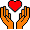 An icon of two hands holding up a heart