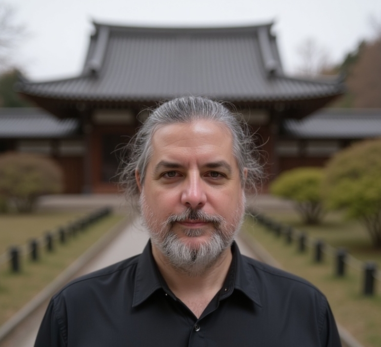 Sean Breeden standing in front of a Chinese pagoda